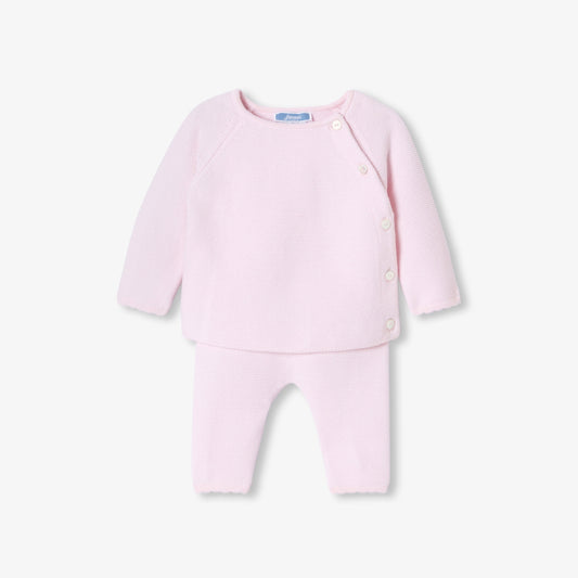 Baby girl garter stitch knit set