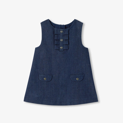 Baby girl denim pinafore dress - dark denim