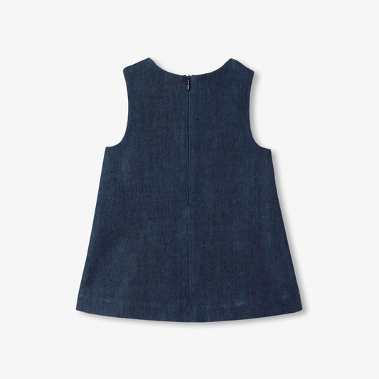 Baby girl denim pinafore dress - dark denim