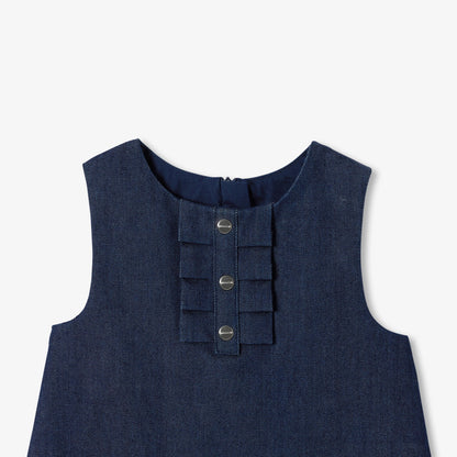 Baby girl denim pinafore dress - dark denim
