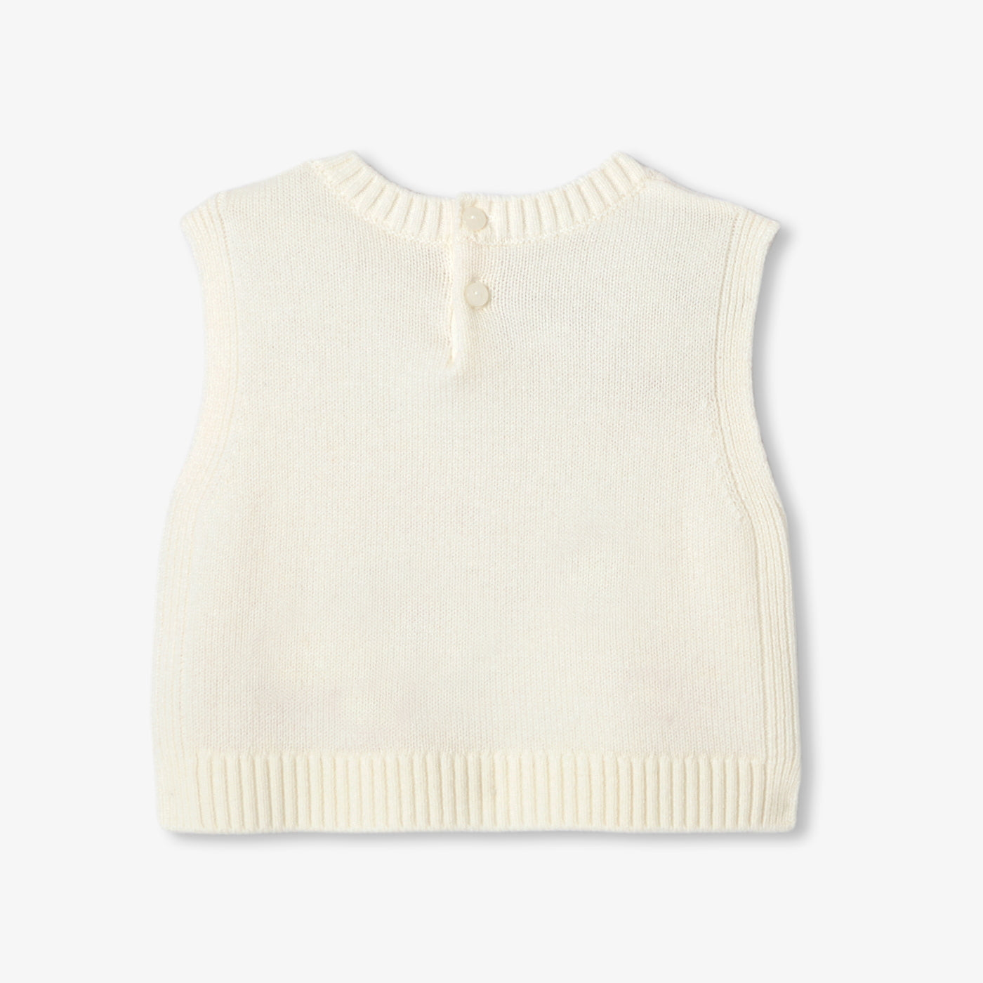 Baby girl sleeveless knit sweater - soft white