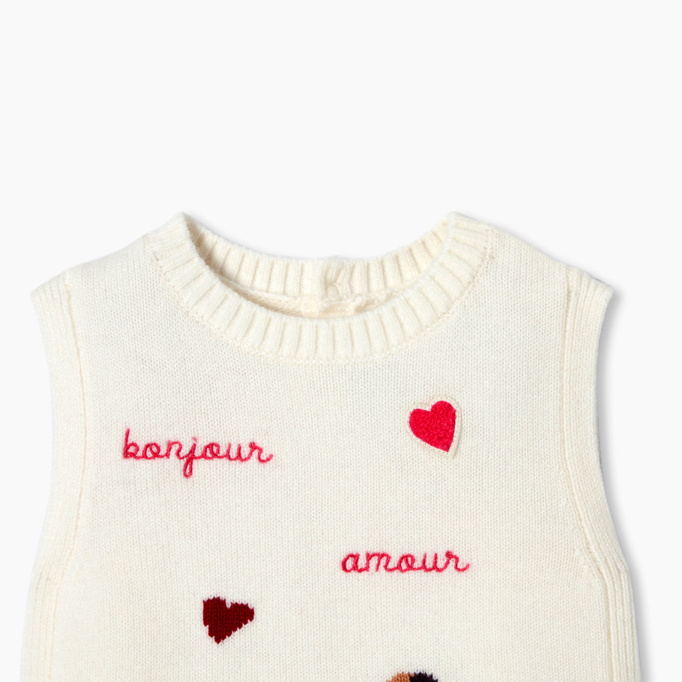 Baby girl sleeveless knit sweater - soft white