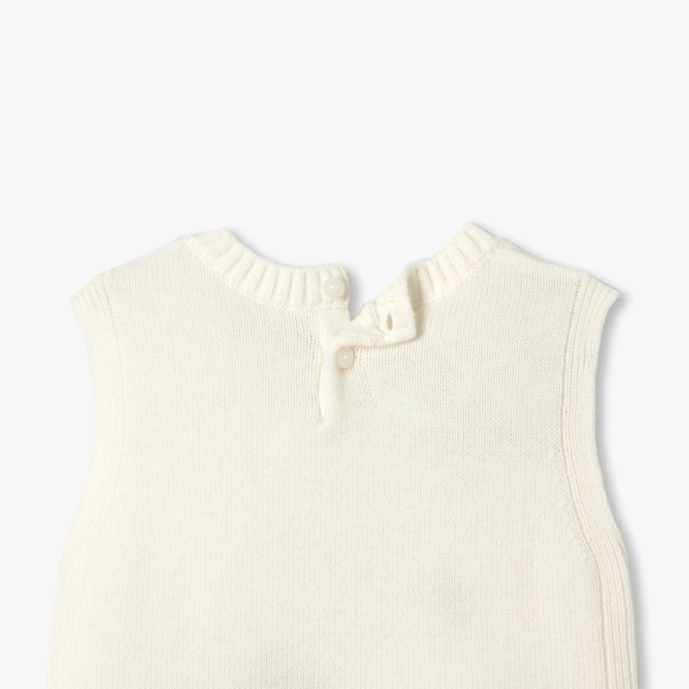 Baby girl sleeveless knit sweater - soft white