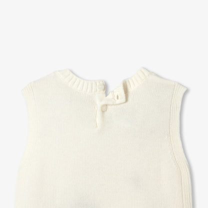 Baby girl sleeveless knit sweater - soft white