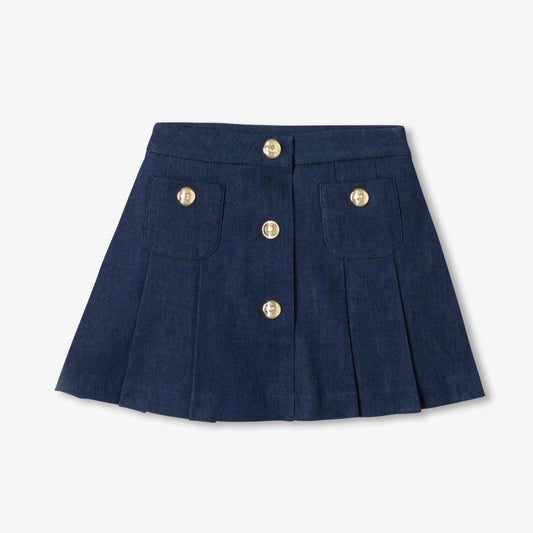 Girl pleated denim skirt