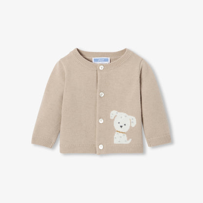 Baby dog intarsia jersey cardigan - light brown