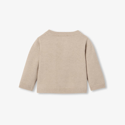 Baby dog intarsia jersey cardigan - light brown
