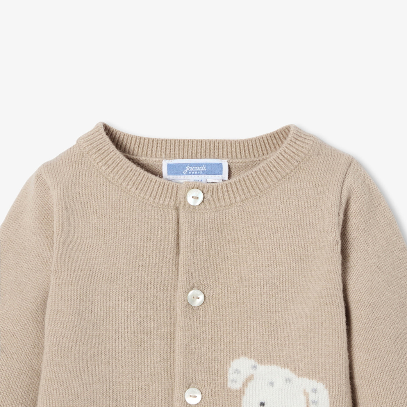 Baby dog intarsia jersey cardigan - light brown