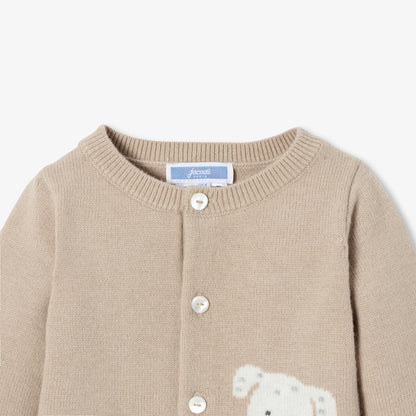 Baby dog intarsia jersey cardigan - light brown