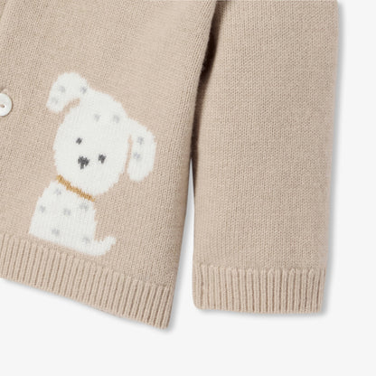 Baby dog intarsia jersey cardigan - light brown