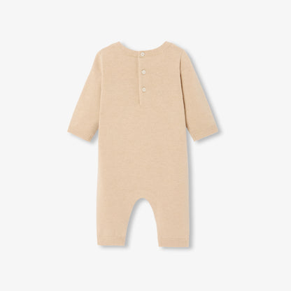Baby dog intarsia knit jumpsuit - light brown