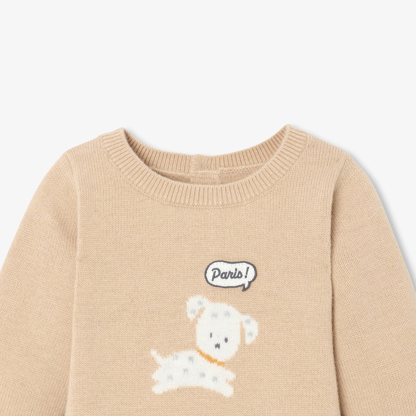 Baby dog intarsia knit jumpsuit - light brown