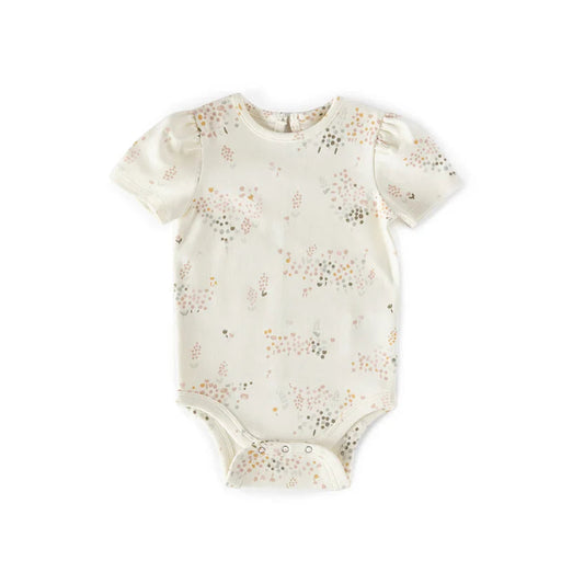 Short Sleeve Puff One-Piece - Flower Patch
