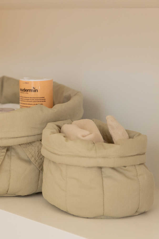 Set Of Two Quilted Baskets Olive