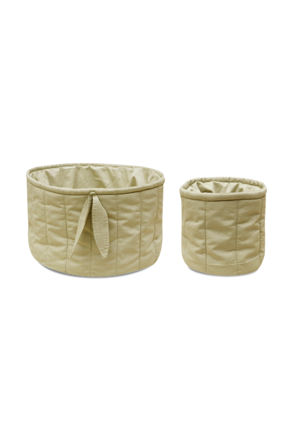 Set Of Two Quilted Baskets Olive