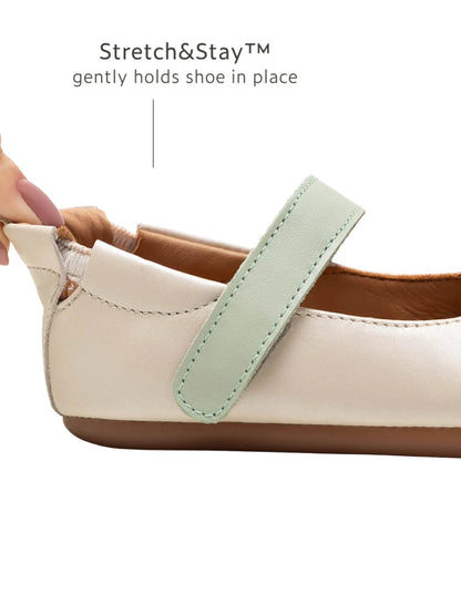 Toddler Mary Janes Heart - Antique White/Pink Lake/Metalic Salmon