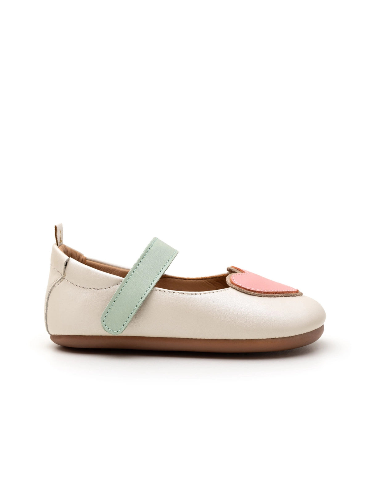 Toddler Mary Janes Heart - Antique White/Pink Lake/Metalic Salmon